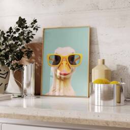 Duck Print, Poster, Funny D??cor, Animal Wall Art, Large in Sunglasses Modern D??cor - thumbnail 3