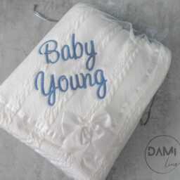 Personalised White Baby Gift Set - Blanket & Booties - Newborn Keepsake Shower Christening Present Custom Embroidery - thumbnail 4