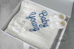 Personalised White Baby Gift Set - Blanket & Booties - Newborn Keepsake Shower Christening Present Custom Embroidery