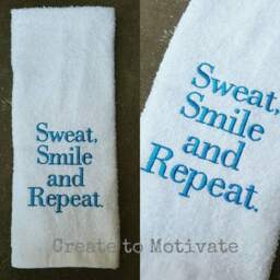 "Monogrammed Gym Towel ""Sweat, Smile, Repeat"" Sports Towel - 16""x 26"