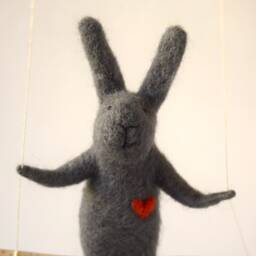 Swinging Bunny, Needle Felted Nursery Decoration, Baby Crib Mobile, Hanging Mobile - thumbnail 2