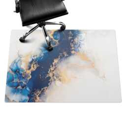 Abstract Wave Computer Chair Mat, Navy Office Abstraction Vinyl Floor Protector, Protector