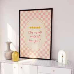Chef Was Cute Print - Pink Kitchen Blush Trendy Wall Art Dining Room Decor Apartment - thumbnail 1