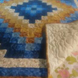 Blues & Browns Trip Around The World Baby Boy Quilt Crib Lap Throw Blanket Handmade Handcrafted Pieced Made in The Arkansas Ozarks - thumbnail 3