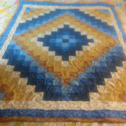 Blues & Browns Trip Around The World Baby Boy Quilt Crib Lap Throw Blanket Handmade Handcrafted Pieced Made in The Arkansas Ozarks - thumbnail 2