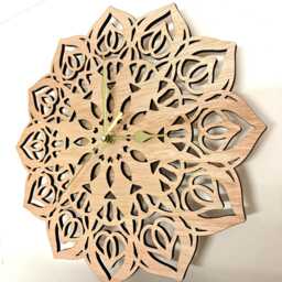 Wood Wooden Laser Cut Mandala Flower Pattern Wall Clock Home Office Door Picture Art Sign Logo Birthday Anniversary Wedding Valentine Gift - thumbnail 3