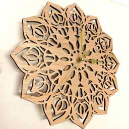 Wood Wooden Laser Cut Mandala Flower Pattern Wall Clock Home Office Door Picture Art Sign Logo Birthday Anniversary Wedding Valentine Gift - thumbnail 2