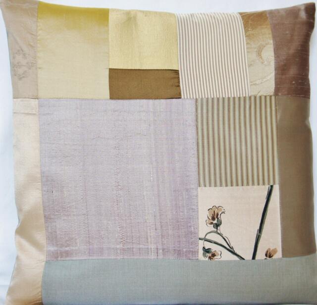 Home D??cor Throw Pillow Case Gold Designers Fabrics Cushion Cover Modern Silk Patchwork Unique Trendy Design