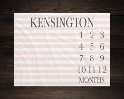 Girl Milestone Blanket Month Growth Tracker Minky Fleece Custom Personalized Baby Shower Gift Watercolor For Newborn - thumbnail 1