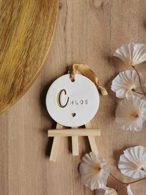 Clay Medallion With First Name/Children's Room Decoration Personalized Birth, Baptism, Wedding Gift - image 1
