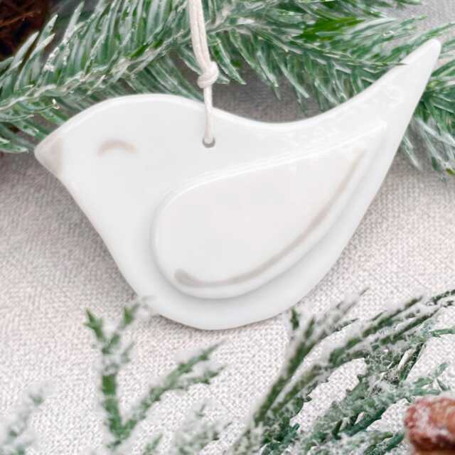 Peace Dove ~ Fused Glass Christmas Tree Decoration Pure White - image 1
