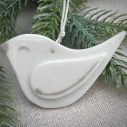 Peace Dove ~ Fused Glass Christmas Tree Decoration Pure White - thumbnail 2