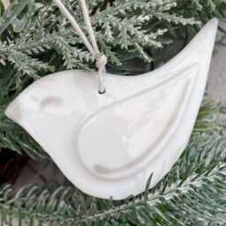 Peace Dove ~ Fused Glass Christmas Tree Decoration Pure White - thumbnail 3