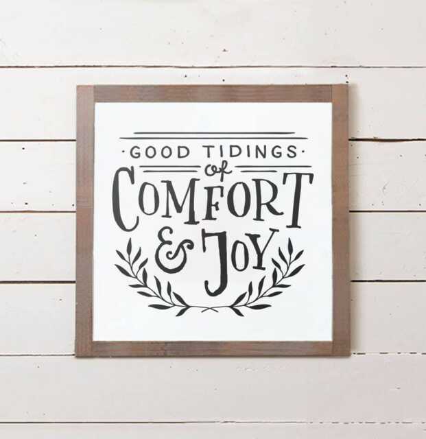 Christmas Wall Sign - Good Tidings Of Comfort & Joy, Fixer Upper Sign, Farmhouse Decor, Gift - image 1