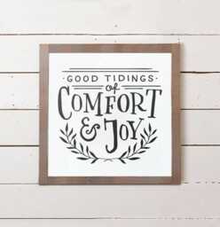 Christmas Wall Sign - Good Tidings Of Comfort & Joy, Fixer Upper Sign, Farmhouse Decor, Gift - thumbnail 1
