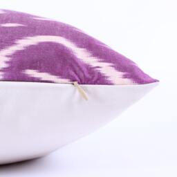 Ikat Silk Velvet Pillow 16x24 - Handmade Boho Cushion Cover Turkish Home Decor Accent - thumbnail 2