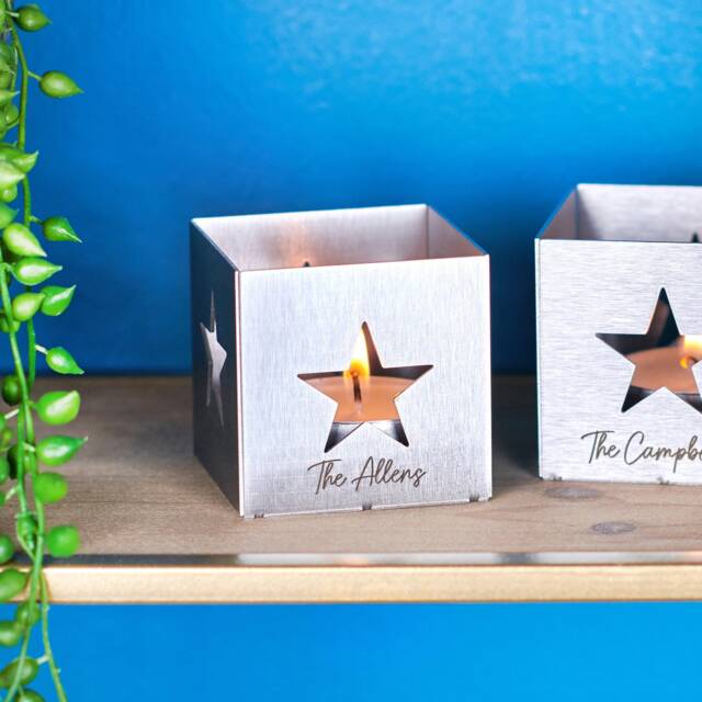 Personalised Star Metal Tea Light Holder - image 1