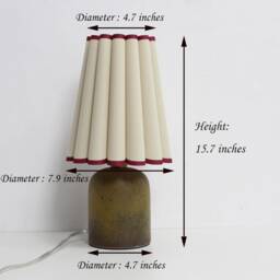 Handmade Khaki Fabric Lamp With Burgundy Trim-9# - thumbnail 2