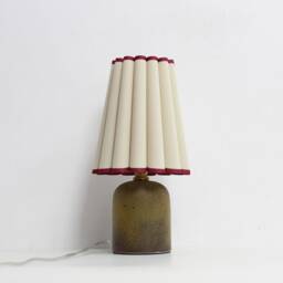 Handmade Khaki Fabric Lamp With Burgundy Trim-9#