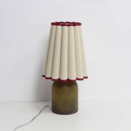 Handmade Khaki Fabric Lamp With Burgundy Trim-9# - thumbnail 3