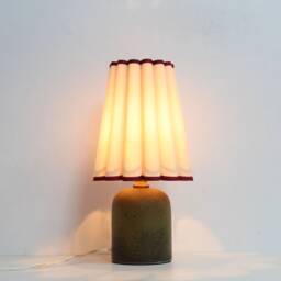 Handmade Khaki Fabric Lamp With Burgundy Trim-9# - thumbnail 4