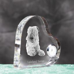 Lakeland Terrier - Crystal Clock in The Shape Of A Heart With Image Pure-Bred Dog - thumbnail 3