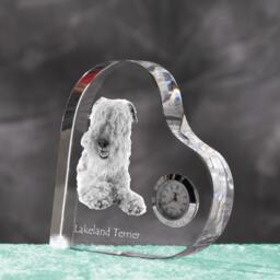 Lakeland Terrier - Crystal Clock in The Shape Of A Heart With Image Pure-Bred Dog - thumbnail 2