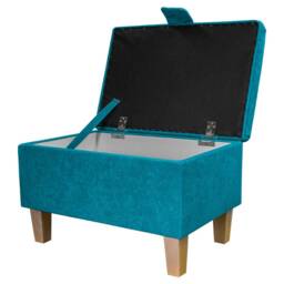 Light Blue Handmade Storage Ottoman Footstool - Upholstered Pouffe Toy Box British Bespoke Made - thumbnail 2