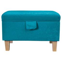 Light Blue Handmade Storage Ottoman Footstool - Upholstered Pouffe Toy Box British Bespoke Made - thumbnail 3