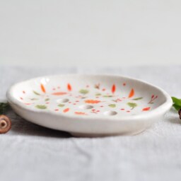 Handmade Ceramic Soap Dish Autumn Leaves Pottery Sponge Holder - thumbnail 3