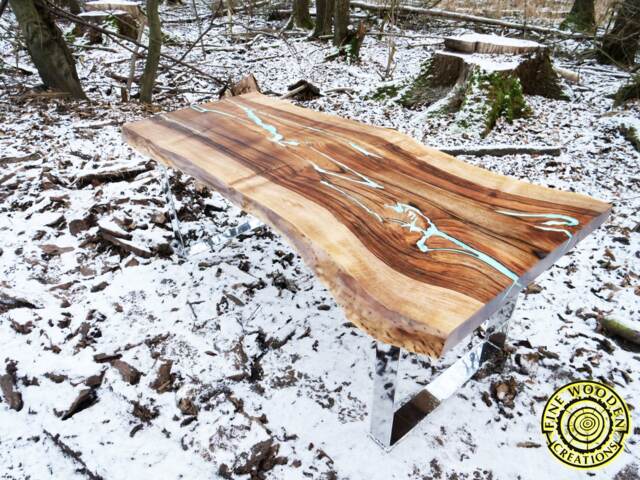 Live Edge Coffee Table ???Blue Winter - image 1