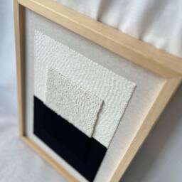 Framed Textile Wall Art, Yin Yang Fiber Artwork For Japandi, Wabi Sabi & Organic Modern Interiors - thumbnail 3