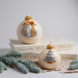 Large Christmas Bauble Candle, Snowflake Ornament Candle, Festive Gift For Her, Holiday Table Decor, Secret Santa Present, Winter Home Candle Set - thumbnail 4