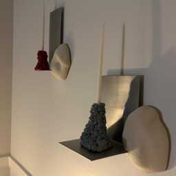 Red Ceramic Candlestick - Hand Built Ceramic Candle Holder Sculptural - thumbnail 3