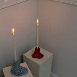 Red Ceramic Candlestick - Hand Built Ceramic Candle Holder Sculptural - thumbnail 4