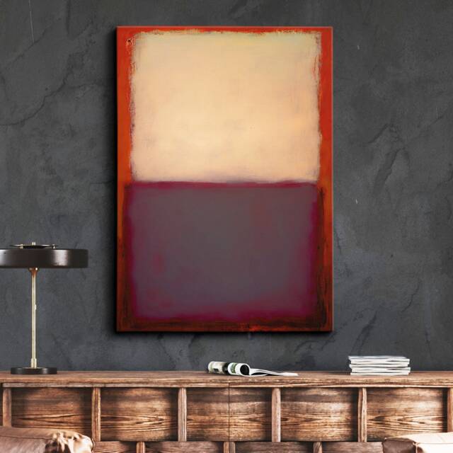 Modern Abstract Violet & Beige Exhibition Oil Painting Wall Art, Framed Canvas Poster Print, Home Living Room Decor Gift Idea - image 1