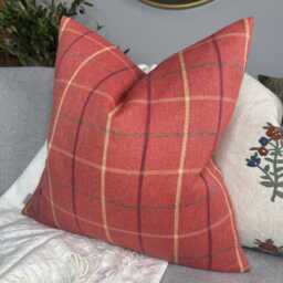Decorative Pillow Cover, Highland Tartan Check Cushion Cover, Red/Orange Modern Countryside Home Decor - thumbnail 1