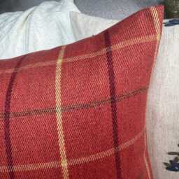 Decorative Pillow Cover, Highland Tartan Check Cushion Cover, Red/Orange Modern Countryside Home Decor - thumbnail 3