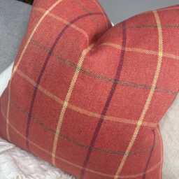 Decorative Pillow Cover, Highland Tartan Check Cushion Cover, Red/Orange Modern Countryside Home Decor - thumbnail 2