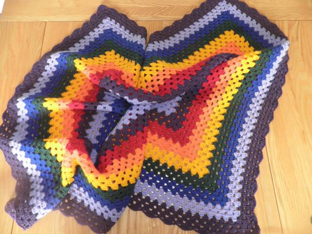 Handmade Crochet Rainbow Baby Blanket, Colorful Throw - 33 Inches - image 1