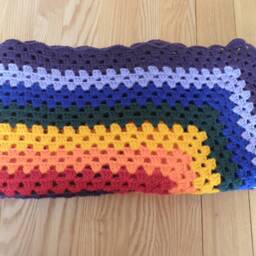 Handmade Crochet Rainbow Baby Blanket, Colorful Throw - 33 Inches - thumbnail 3