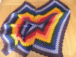 Handmade Crochet Rainbow Baby Blanket, Colorful Throw - 33 Inches - thumbnail 1
