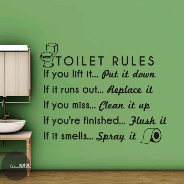 Toilet Bathroom Rules If You Lift It Put Down You're Finished Flush Vinyl Wall Decal Sticker - image 1
