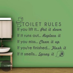 Toilet Bathroom Rules If You Lift It Put Down You're Finished Flush Vinyl Wall Decal Sticker - thumbnail 3