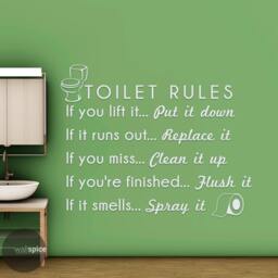 Toilet Bathroom Rules If You Lift It Put Down You're Finished Flush Vinyl Wall Decal Sticker - thumbnail 2