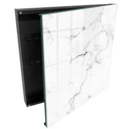 Marble Pattern Wall Mounted Key Cabinet, White Box For Wall, Minimalist Textures, Lovers Of Modernity