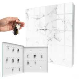 Marble Pattern Wall Mounted Key Cabinet, White Box For Wall, Minimalist Textures, Lovers Of Modernity - thumbnail 2