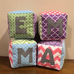 Personalized Baby Name Blocks, Newborn Girl Shower Gift, Nursery Shelf Decor, Custom Fabric Letter Cubes, 1st Birthday New Gift - thumbnail 3