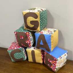Personalized Baby Name Blocks, Newborn Girl Shower Gift, Nursery Shelf Decor, Custom Fabric Letter Cubes, 1st Birthday New Gift - thumbnail 4