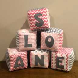 Personalized Baby Name Blocks, Newborn Girl Shower Gift, Nursery Shelf Decor, Custom Fabric Letter Cubes, 1st Birthday New Gift